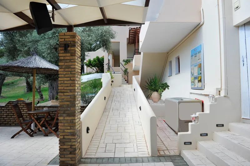 The courtyard under the pergola