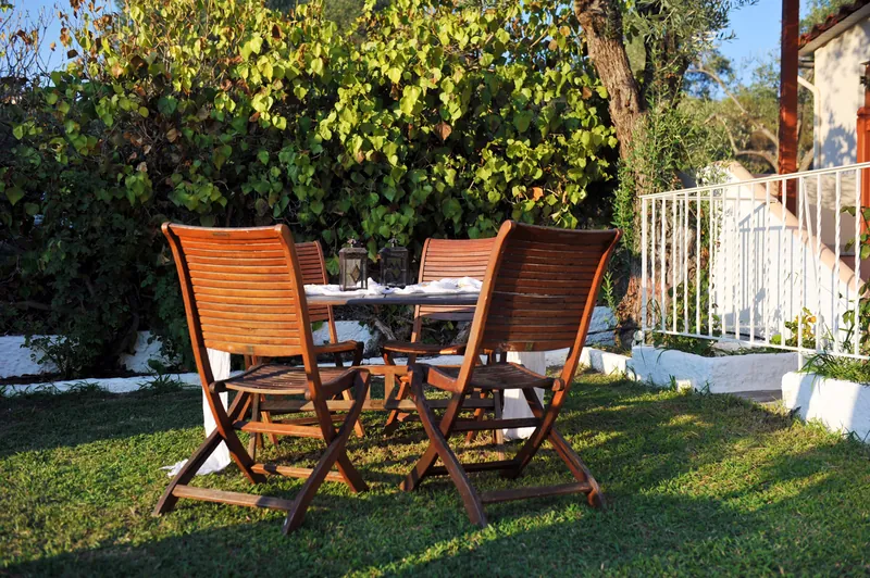 A table set in the garden