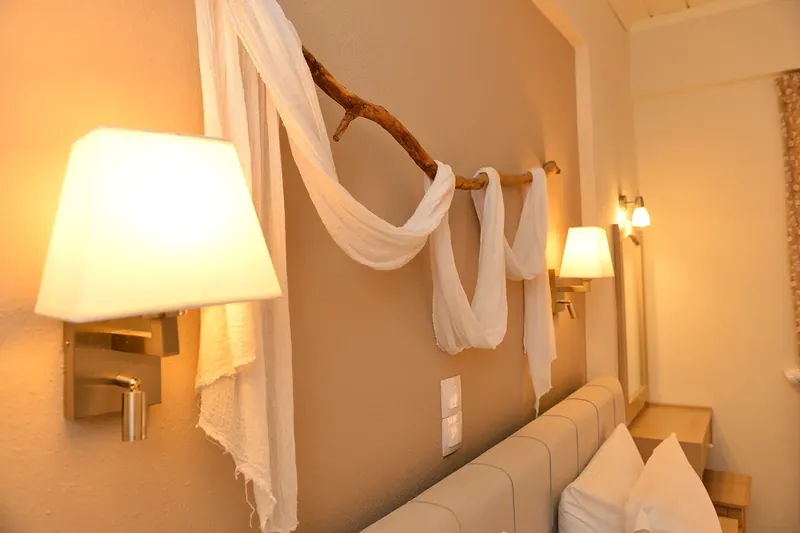 A lamp and draped fabric